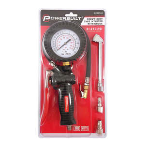 Air Accessories: Powerbuilt Heavy-Duty Tyre Inflator with Gauge