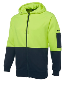 Hi Vis Full Zip Fleecy Hoodie by JB’s