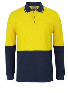 Products: Hi Vis Cotton Pique Trad Long Sleeve Polo by JB’s