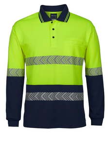 Hi Vis Segmented Tape Long Sleeve Polo by JB’s