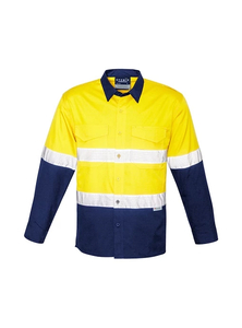 Rugged Mens Cooling Taped Hi Vis Spliced Long Sleeve Shirt by Syzmik