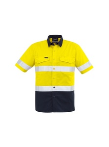 Rugged Mens Cooling Taped Hi Vis Spliced Short Sleeve Shirt by Syzmik