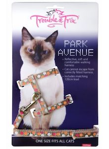 Pet Accessories: Trouble & Trix Cat Harness Set Park Avenue