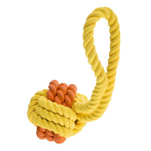 Pet Accessories: Rubber Rope Ball Tug 6cm