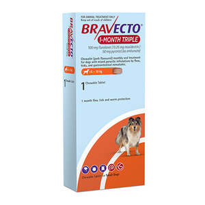 Bravecto 1 Month Triple Chew For Small Dog 5 to 10kg
