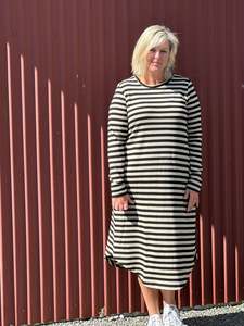 Sale Clearance: Simone Dress Taupe Stripe