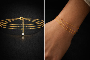 Onyx Triple Chain Bracelet