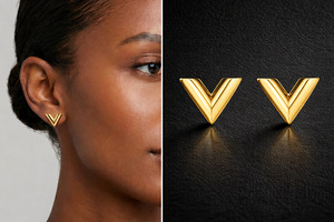 Onyx V Stud Earrings
