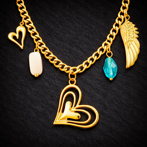 Onyx Multi Charm Heart Necklace