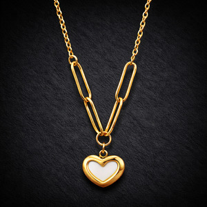 Onyx Paperclip Heart Necklace