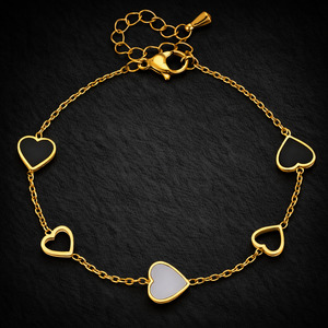 Onyx Black Heart Chain Bracelet