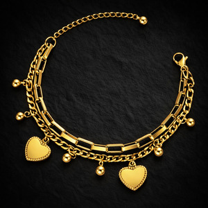 Jewellery: Onyx Double Chain Love Bracelet