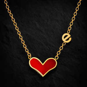 Onyx Red Heart Necklace