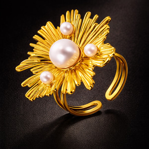 Onyx Bloom Ring (Adjustable)