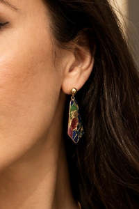 Mohave Multi Copper Turquoise Drop Dangle Earrings | 24K Gold Plated Brass | Geo&hellip;