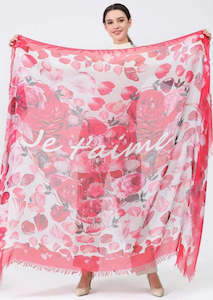 Love's Pure Light Scarf D-198 Bed Of Rose Petals - Je T'Aime I Love You
