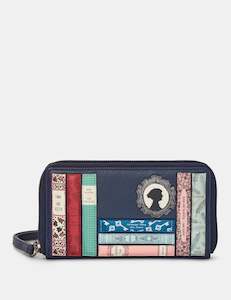 Wallets: Yoshi Jane Austen Bookworm Appliqued Leather Leather Zip Around Purse with Wrist Strap - Y1258 LBR JA 6