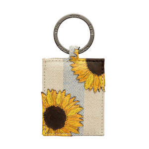 Keyrings: Yoshi Sunflower Bloom Leather & Canvas Appliqued Leather Keyring - YKR SFL 8