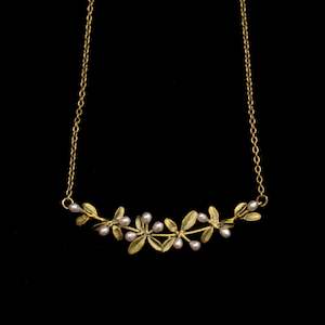 Michael Michaud: Michael Michaud Flowering Thyme Adjustable Bar Necklace With Freshwater Pearls - 9328BZ