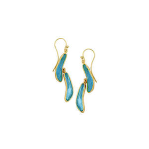 Michael Vincent Michaud: Michael Vincent Michaud Boomerang 2 Drop Wire Earrings - 1280Q Turquoise