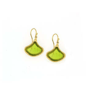 Michael Vincent Michaud: Michael Vincent Michaud Gingko Leaf Wire Earrings - 1179J Lime Green