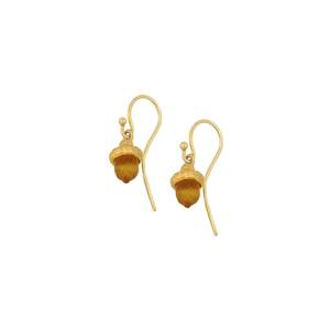 Michael Vincent Michaud: Michael Vincent Michaud Autumn Acorn Dainty Wire Earrings - 1178N Brown