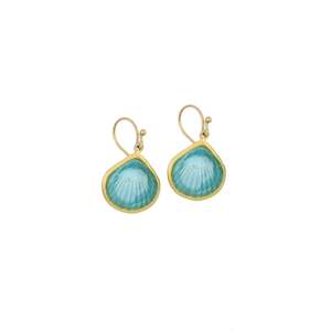 Michael Vincent Michaud: Michael Vincent Michaud Under The Sea-Shell Wire Earrings - 1053Q Turquoise