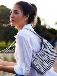 Escama Studio Original Pop Top Bag - Socorro Shoulder Bag - Silver/Gray Crochet