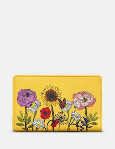 Wallets: Yoshi Wildflowers Leather Ladies Buttercup Yellow Small Zip Around Purse/Wallet - Y1089 WILDFLR 38