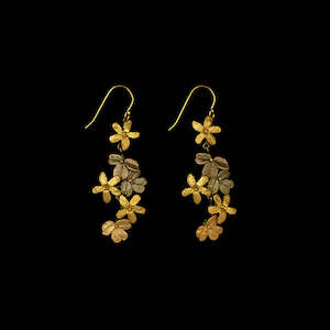 Michael Michaud: Michael Michaud Wood Sorrel Statement Wire Drop Earrings - 3805 Gold
