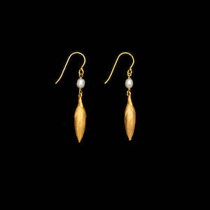 Michael Michaud: Michael Michaud Leaf and Bud Earrings - Peal Drop Wire 3714BZ