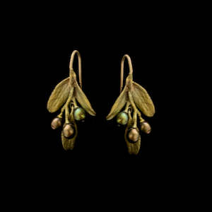 Michael Michaud: Michael Michaud Olive Branch Earrings - 4781 Green