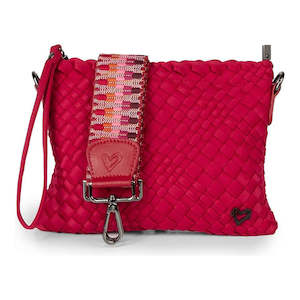 preneLove Charlotte Crossbody Woven Neoprene Bag with 2 Interchangeable Straps Cranberry Red
