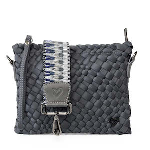 preneLove Charlotte Crossbody Woven Neoprene Bag with 2 Interchangeable Straps Charcoal