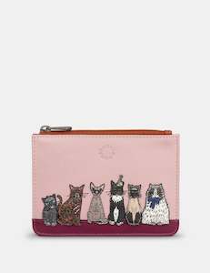 Wallets: Yoshi Party Cats Appliqued Leather Zip-Top Purse - Y1321 PRTCT 8