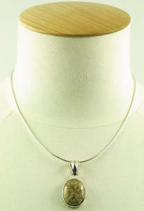 Sterling Silver & Fossilized (Petrified) Sand Dollar Pendant (chain not included)