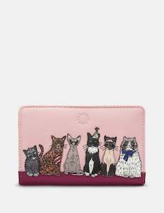 Yoshi Party Cats Appliqued Leather Ladies Small Zip Around Purse/Wallet - Y1089 PRTCT 8