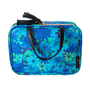 Cosmetic Bags: Riley Burnett Hanging Cosmetic Bag - Turquoise Meadow
