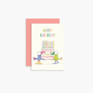 Stationary: Twig Seeds Happy Birthday Cake Mini Card
