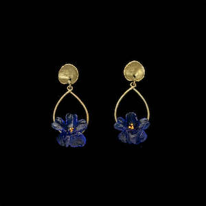 Michael Michaud Wild Violet with Cast Glass Flowers Hoop Earring - 3655BZ
