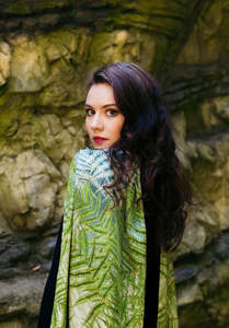 Sue Wickison Design 100% Silk Scarf - Fern