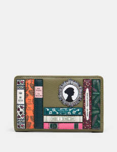 Yoshi Jane Austen Bookworm Appliqued Leather Wallet Y1089 LBR JA 16