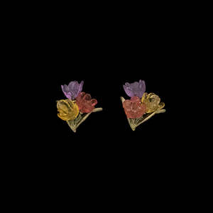 Michael Michaud: Michael Michaud Tulip Post Earrings with Cast Glass - 3761BZ