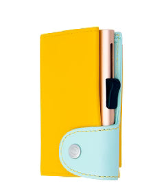 C-Secure Single Wallet With Coin Pocket - Saffron/Aqua