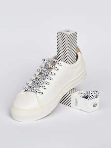 Gifts Decor: Sliwils 120 cm Lindy Grace Polka Dots Black & White Shoelaces