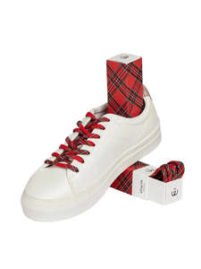 Sliwils 120 cm Red Tartan London Print Shoelaces