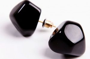 Earrings: Jackie Brazil Abstract Camille Black Gloss Resin Earrings