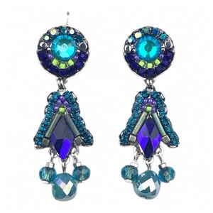 Melizi Blue Tulip Crystal Handmade Earrings
