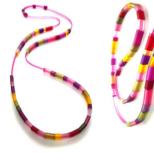 Jewellery: ALEX+SVET Mozaik Multi-Coloured Rubber Necklace - Fuchsia Candy