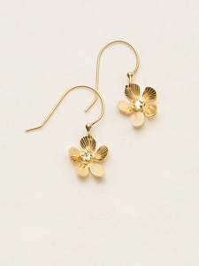 Holly Yashi: Holly Yashi Petite Plumeria Drop Earrings - Gold/Champagne